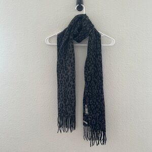 Nordstrom Leopard Print Cashmere Scarf Fringe Cozy Chic Maximalist Knitwear